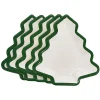 Lot de 10 assiettes carton Sapin blanc avec liseré vert