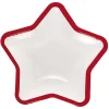 Lot de 10 assiettes carton étoile blanc avec liseré rouge < Gifi Discount
