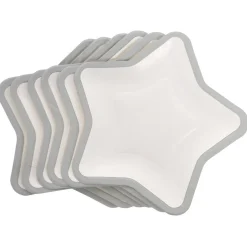 Lot de 10 assiettes carton étoile blanc avec liseré argenté
