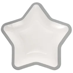 Lot de 10 assiettes carton étoile blanc avec liseré argenté