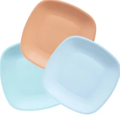 Lot de 3 assiettes colorées en plastique rigide