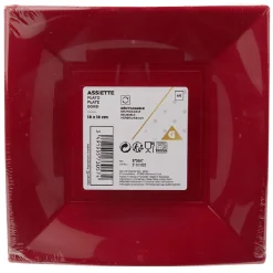 Lot de 6 assiettes à dessert réutilisables rouges