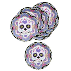 Lot de 8 assiettes en carton Ø23cm design Dia de los Muertos < Gifi Discount