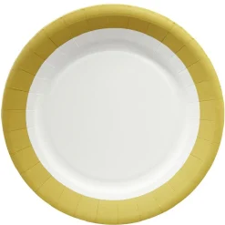 Lot de 10 assiettes en carton Ø23 cm doré