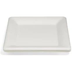 Lot de 12 assiettes plates carrées en canne à sucre < Gifi New