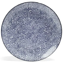 Lot de 4 assiettes plates Ø27cm porcelaine imprimé bleu et blanc < Gifi Discount