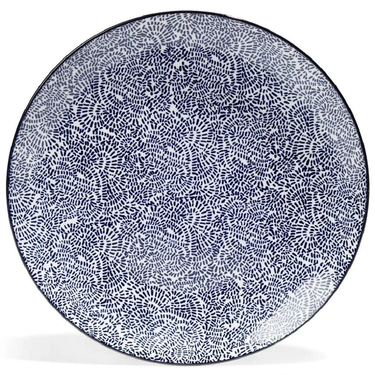 Lot de 4 assiettes plates Ø27cm porcelaine imprimé bleu et blanc < Gifi Discount