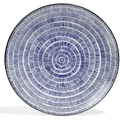Lot de 4 assiettes plates Ø27cm porcelaine imprimé bleu et blanc < Gifi Discount