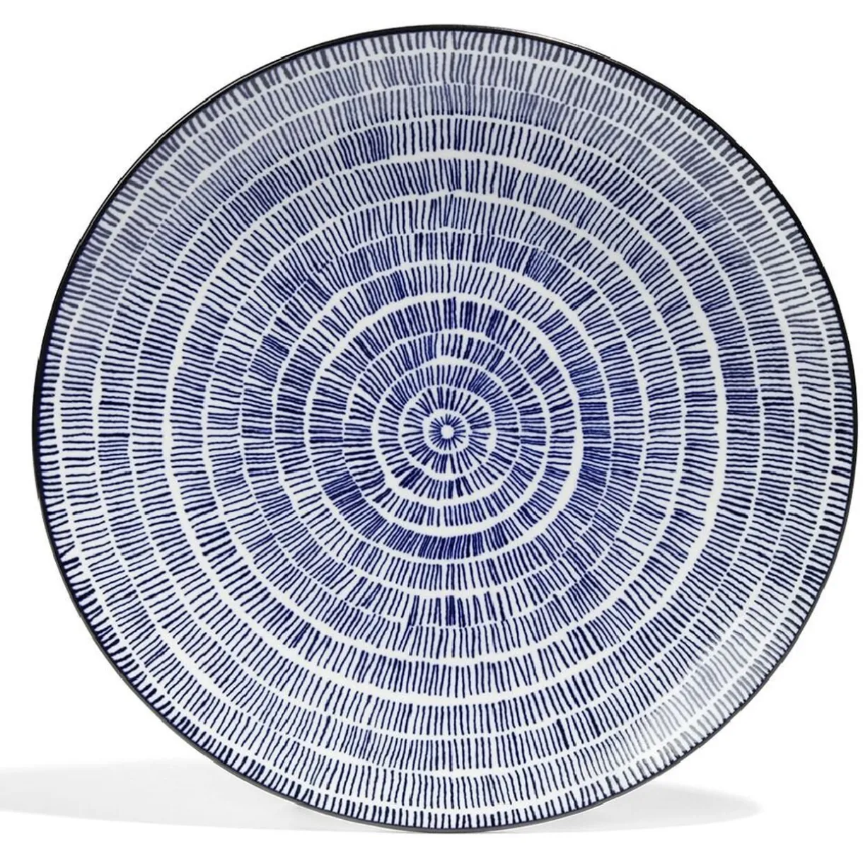 Lot de 4 assiettes plates Ø27cm porcelaine imprimé bleu et blanc < Gifi Discount