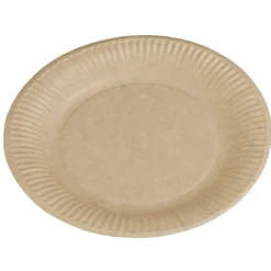 Lot de 50 assiettes plates rondes en carton kraft marron < Gifi Discount