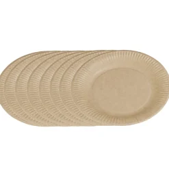 Lot de 50 assiettes plates rondes en carton kraft marron < Gifi Discount