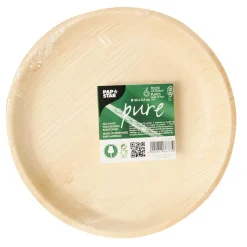 Lot de 6 assiettes rondes en feuille de palmier beige < Gifi Outlet