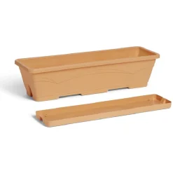 Lot de 3 balconnières 6L - 50x15x17cm plastique terracotta < Gifi Clearance