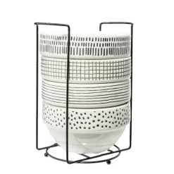 Lot de 4 bols en faïence colorés avec support Ø14xH8cm < Gifi New