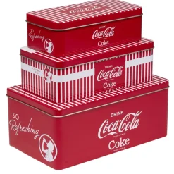 Lot de 3 boîtes alimentaires Coca Cola rectangulaires en métal rouge et blanc < Gifi Clearance