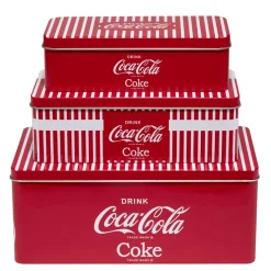 Lot de 3 boîtes alimentaires Coca Cola rectangulaires en métal rouge et blanc < Gifi Clearance