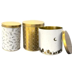 Lot de 3 boîtes alimentaires décor Noël métal blanc et doré 3 tailles < Gifi Discount