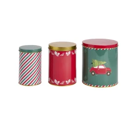 Lot de 3 boîtes alimentaires en métal décor Noël 3 tailles