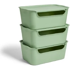 Lot de 3 boîtes de rangement 15L avec couvercle plastique 39x25xH16cm