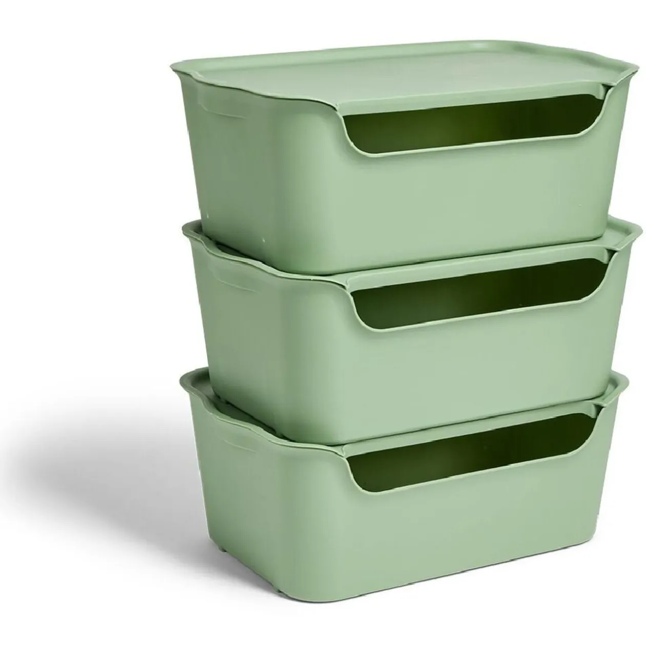 Lot de 3 boîtes de rangement 15L avec couvercle plastique 39x25xH16cm