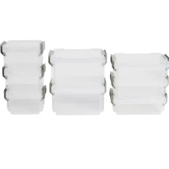 Lot de 8 boîtes de rangement 3 tailles plastique transparent - 2 modèles