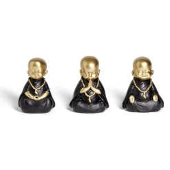 Lot de 3 bouddhas noirs et dorés