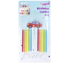 Lot de 10 bougies anniversaire voiture avec support < Gifi New