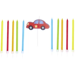 Lot de 10 bougies anniversaire voiture avec support < Gifi New