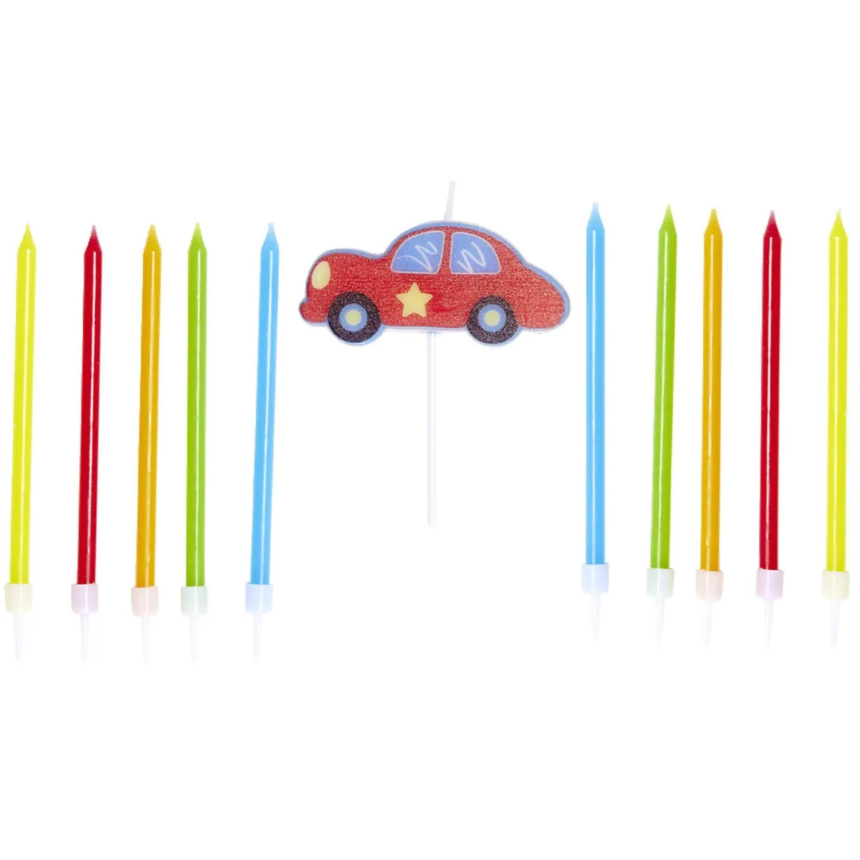 Lot de 10 bougies anniversaire voiture avec support < Gifi New