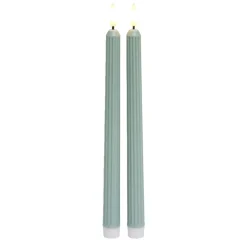 Lot de 2 bougies chandelles LED vertes Ø2,2xH22,5cm < Gifi New
