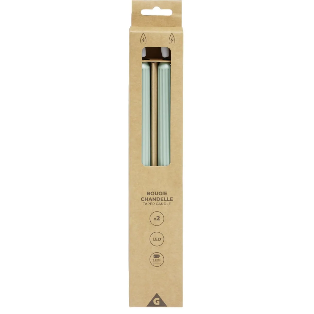 Lot de 2 bougies chandelles LED vertes Ø2,2xH22,5cm < Gifi New