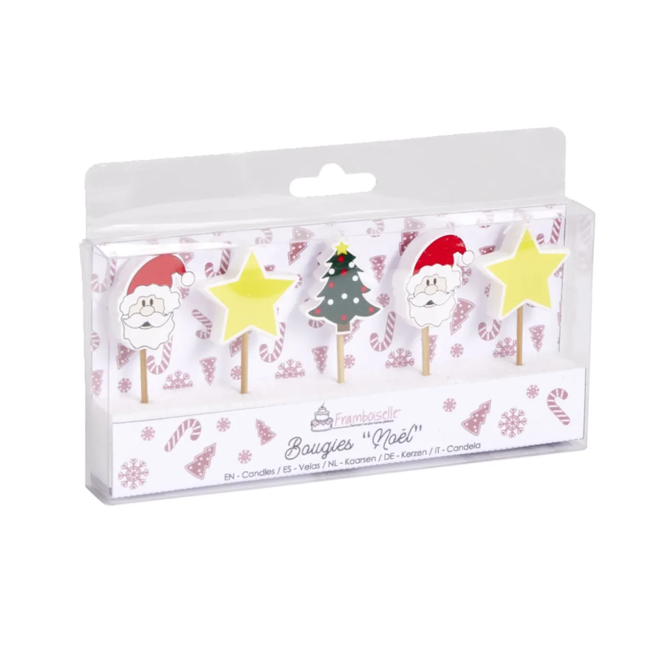 Lot de 5 bougies de Noël pour gâteau