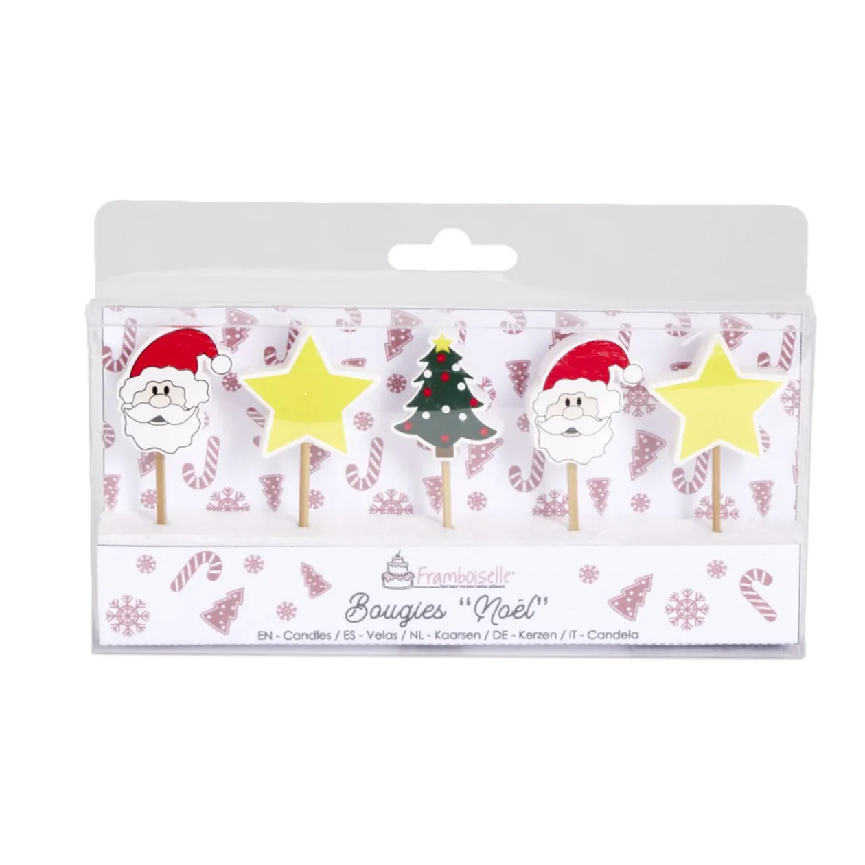 Lot de 5 bougies de Noël pour gâteau