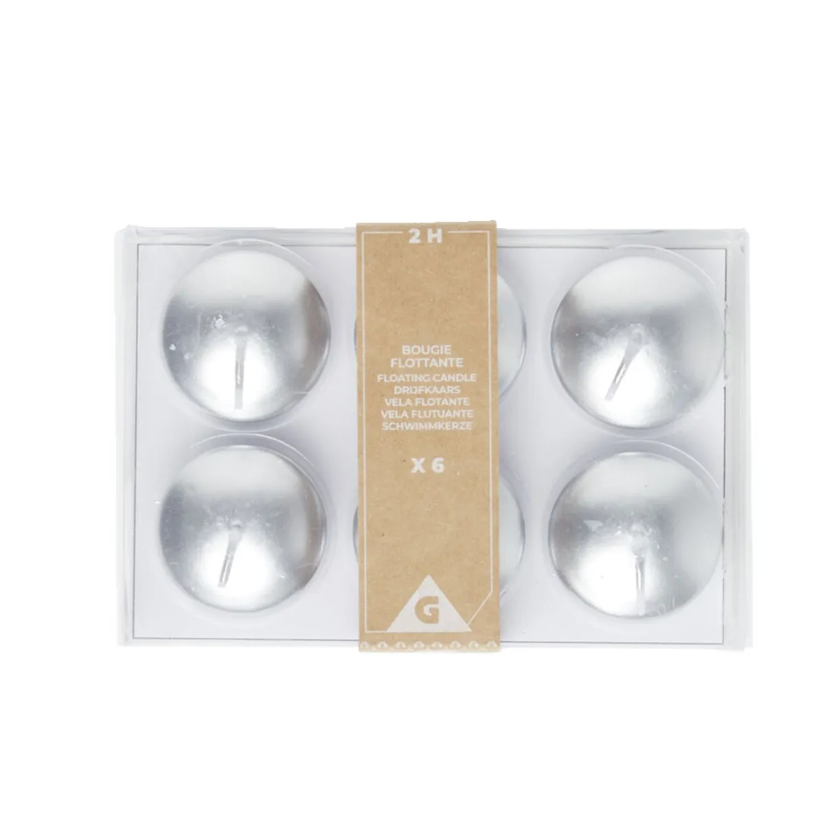 Lot de 6 bougies flottantes cire argentée Ø4,5cm < Gifi Hot