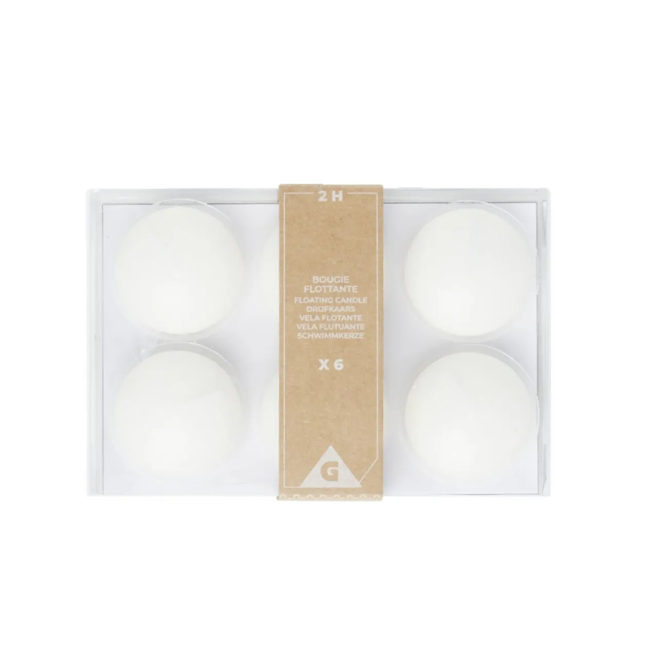 Lot de 6 bougies flottantes cire blanche Ø4,5cm