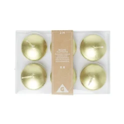 Lot de 6 bougies flottantes cire doré Ø4,5cm