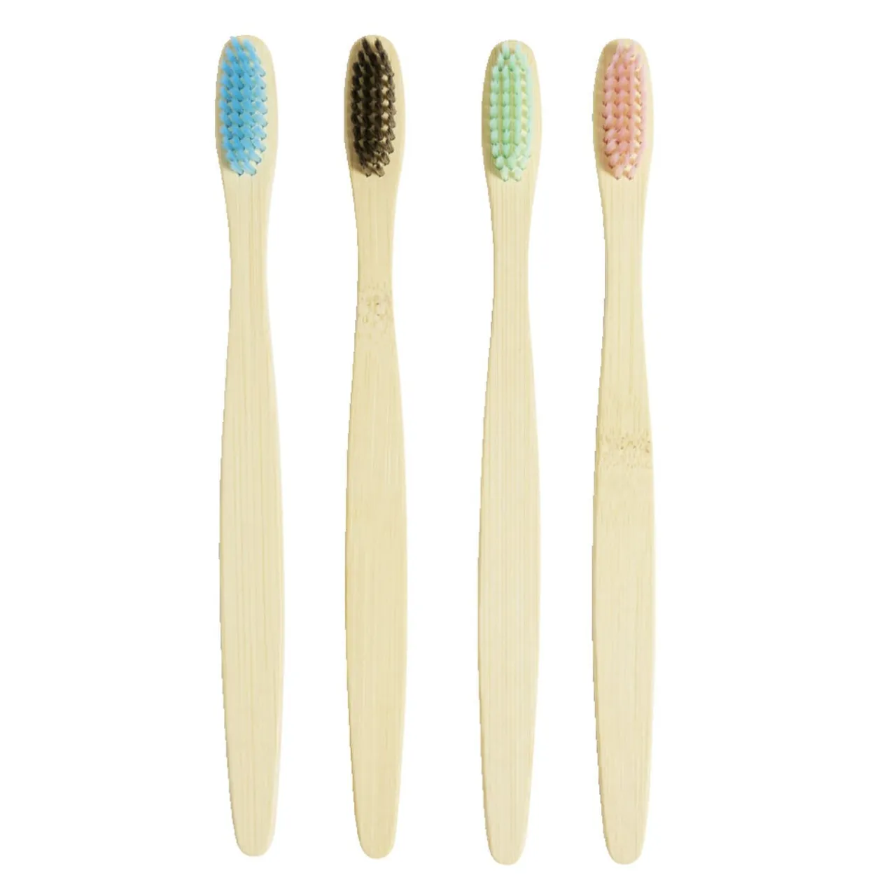 Lot de 4 brosses à dents souples poils nylon et manche bambou