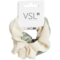 Lot de 2 chouchous scrunchies uni beige et uni kaki