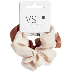 Lot de 2 chouchous scrunchies uni beige et uni marron