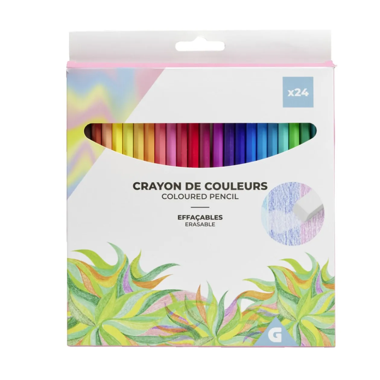 Lot de 24 crayons de couleur effaçables