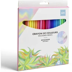 Lot de 24 crayons de couleur effaçables