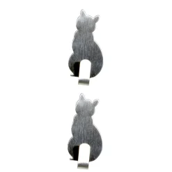 Lot de 2 crochet adhésifs forme chat en métal 3x5cm