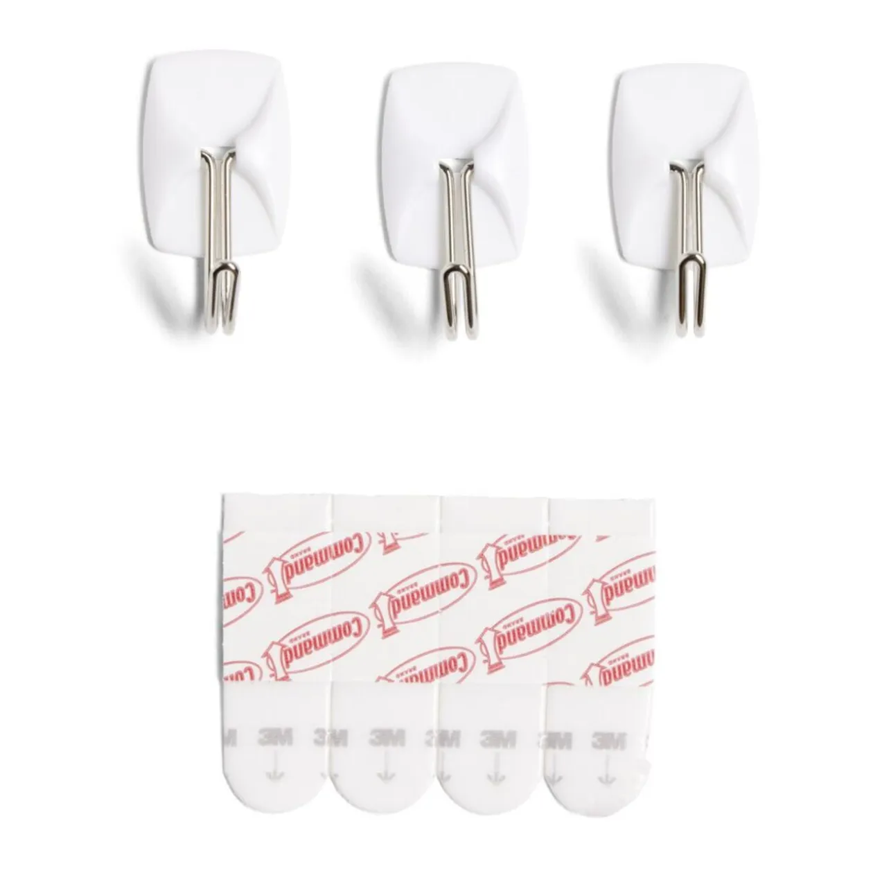 Lot de 3 crochets adhésifs 3M plastique blanc pointe métal