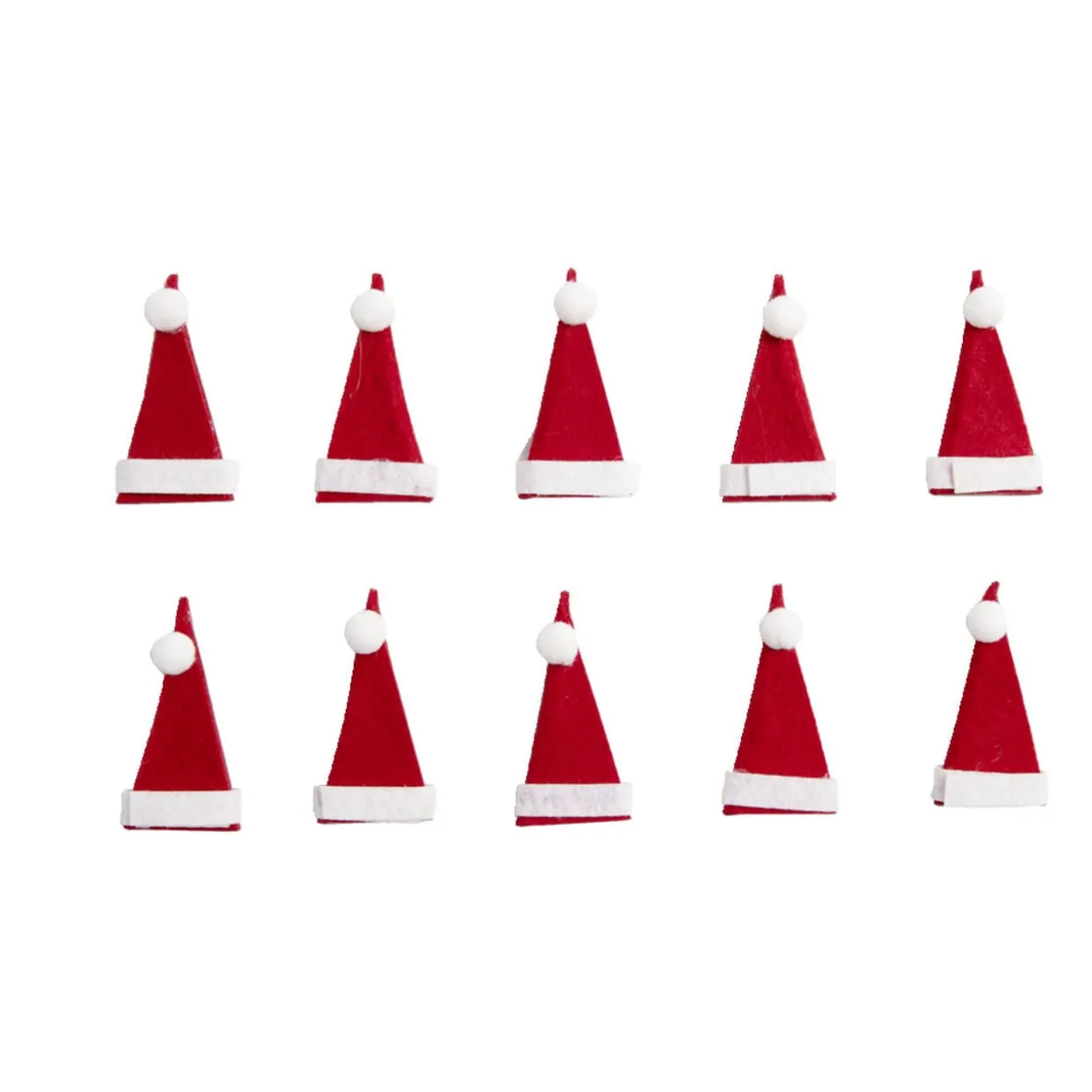Lot de 10 décorations de table forme bonnet de Père Noël H6cm