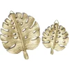 Lot de 2 feuilles monsteras décoration murale résine dorée