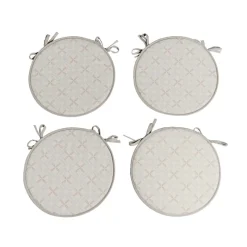 Lot de 4 galettes de chaise polyester et coton gris clair Ø38cm