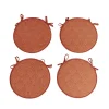 Lot de 4 galettes de chaise polyester et cot orange terracotta Ø38cm