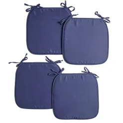 Lot de 4 galettes de chaise 38x38cm polyester bleu < Gifi