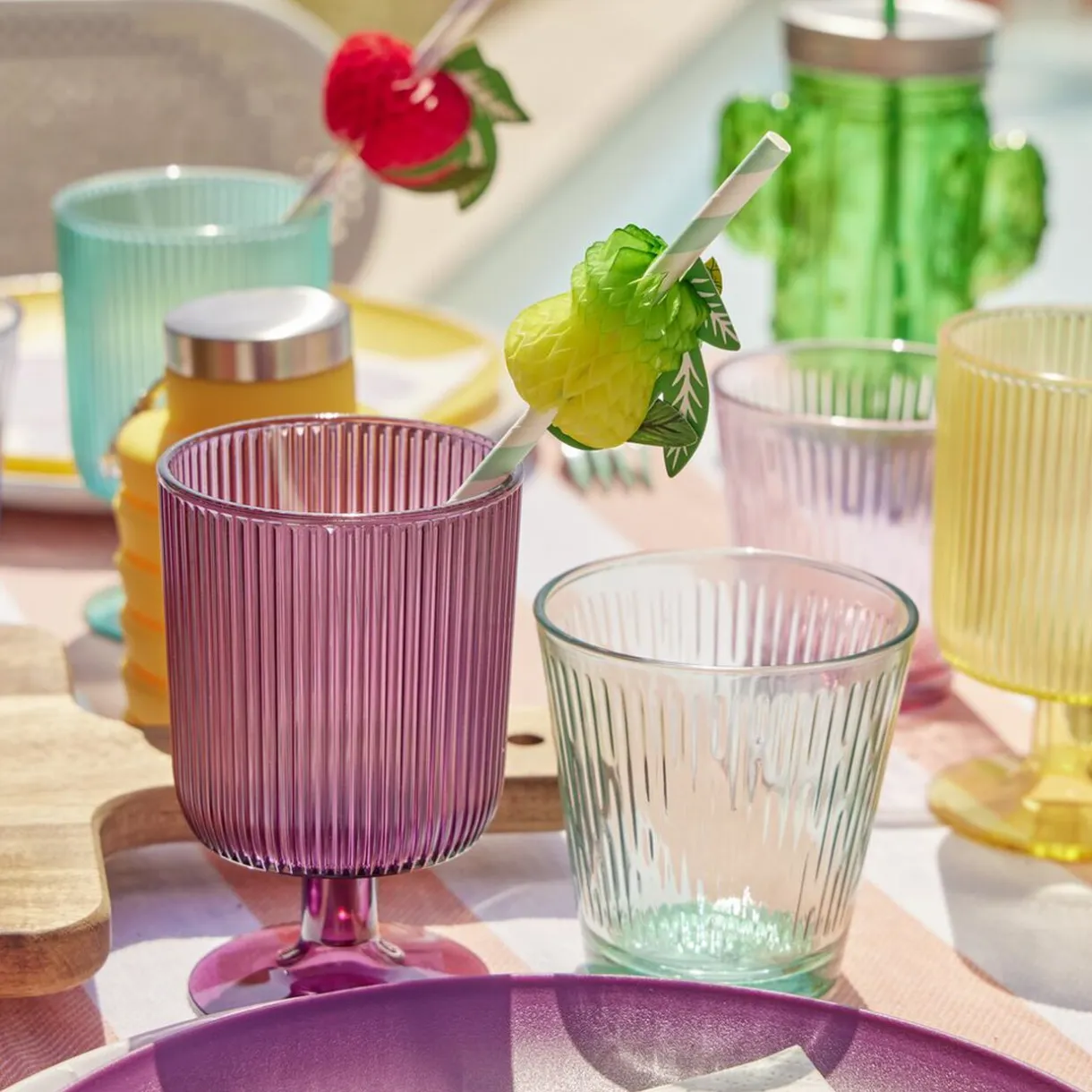 Lot de 4 gobelets en verre Nora coloré transparent 25,5cl < Gifi Sale