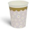 Lot de 8 gobelets motif pâquerette carton 24cl - 4 coloris